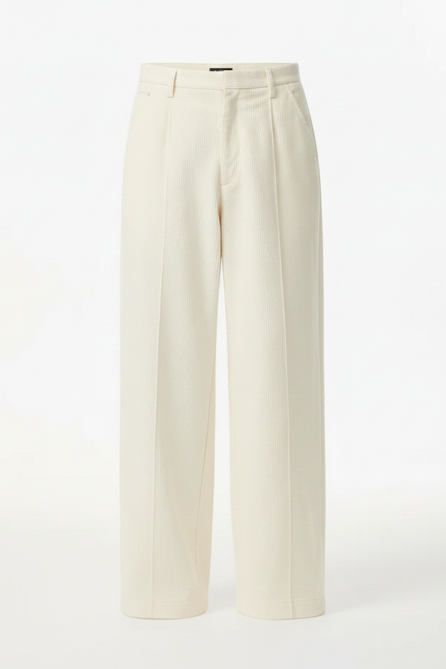 Pantalon Japonais Beige Côtelé Ample Décontracté Homme - Cordé - vue 3