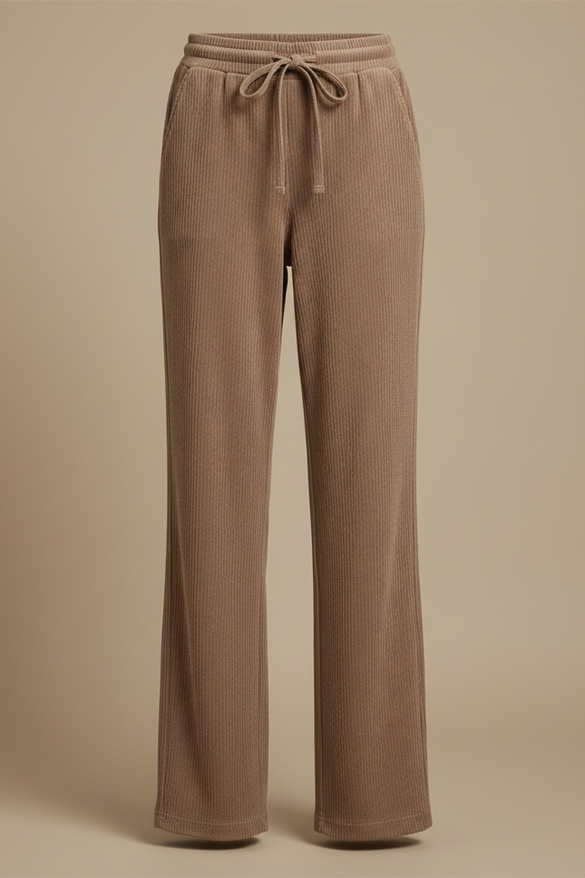 Pantalon Japonais Marron Côtelé Ample Confortable Cordon - Cordé - vue 3