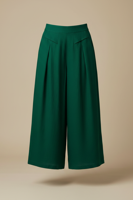 Pantalon Japonais Vert Émeraude Ample Fluide Lin Femme - vue 3