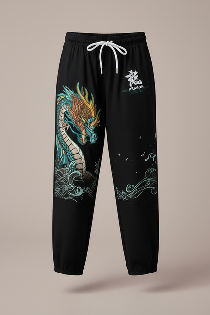 Pantalon Japonais Noir Dragon Ample Enfant - Molleton - vue 3