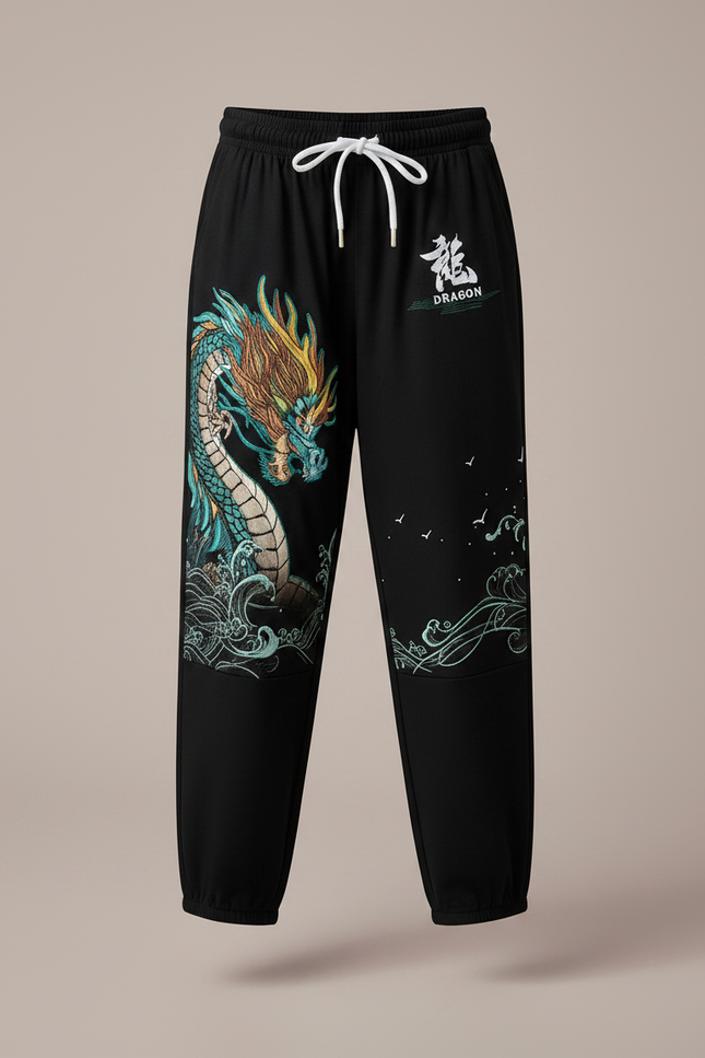 Pantalon Japonais Noir Dragon Ample Enfant - Molleton - vue 3