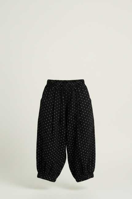 Pantalon Japonais Noir Ample Points Blancs Enfant - Molleton - vue 3