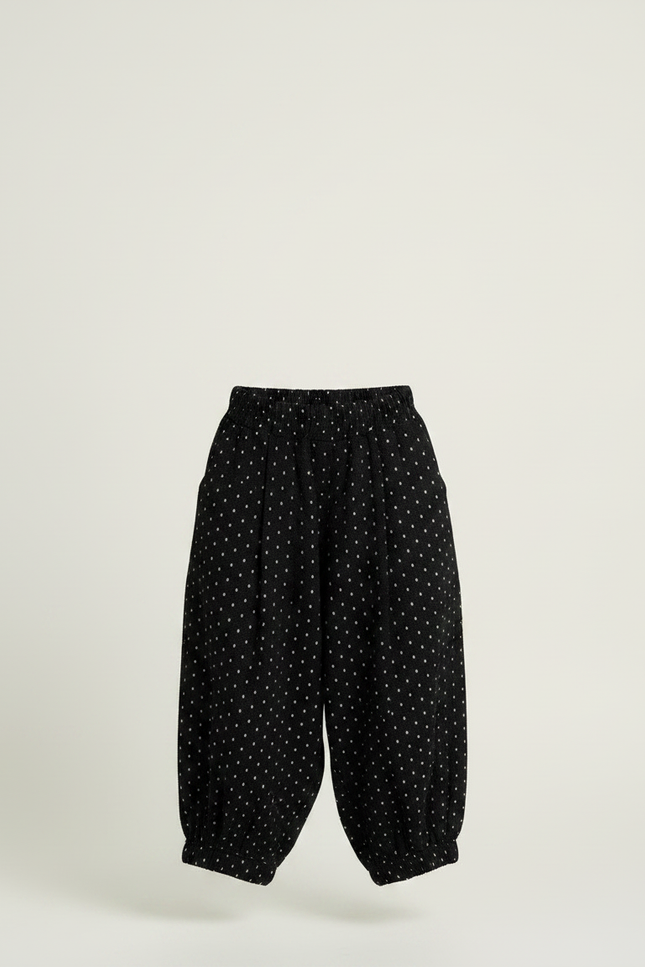 Pantalon Japonais Noir Ample Points Blancs Enfant - Molleton - vue 3