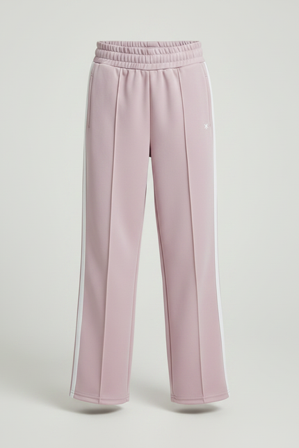 Pantalon Japonais Rose Pâle Ample Rayures Blanches - Polyester - vue 3