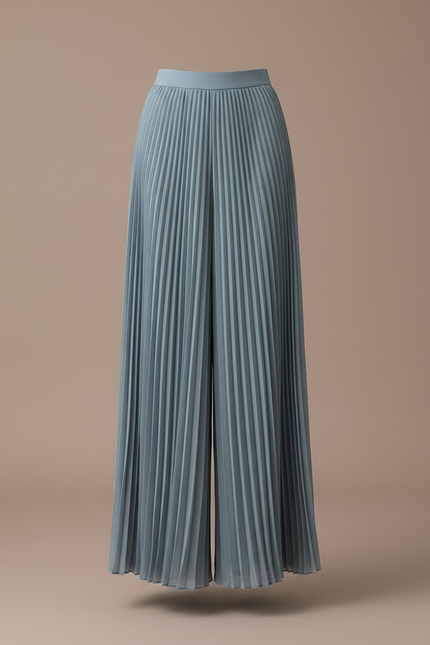 Pantalon Japonais Bleu Plissé Fluide Élégant Ample - Polyester - vue 3