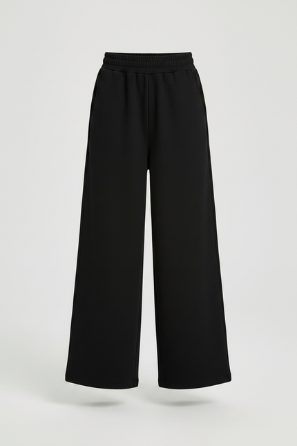 Pantalon Japonais Noir Ample Côtelé Décontracté - Molleton - vue 3