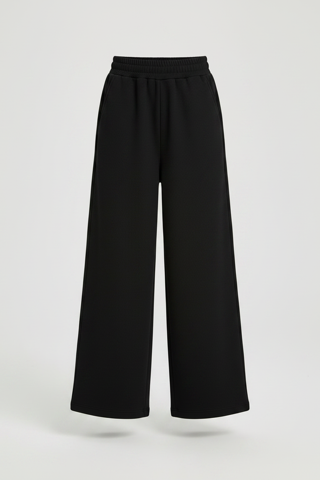 Pantalon Japonais Noir Ample Côtelé Décontracté - Molleton - vue 3