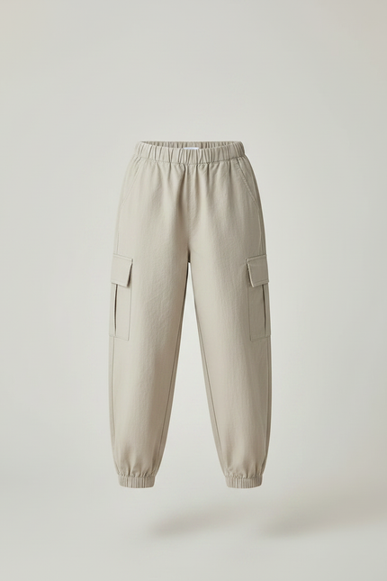 Pantalon Japonais Beige Cargo Ample Élastique Confort - Toile - vue 3