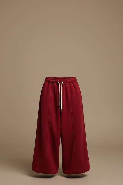 Pantalon Japonais Rouge Ample Molleton Enfant - Bordeaux - vue 3