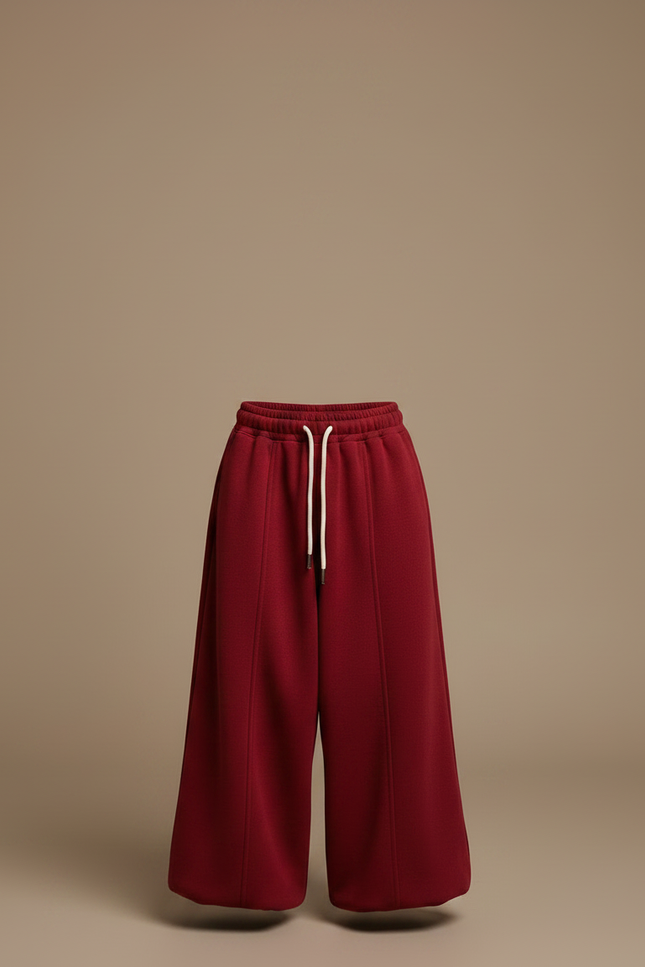 Pantalon Japonais Rouge Ample Molleton Enfant - Bordeaux - vue 3