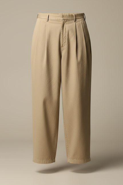 Pantalon Japonais Beige Ample Coton Plissé Décontracté - vue 3