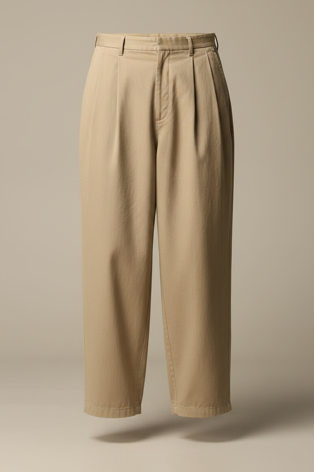 Pantalon Japonais Beige Ample Coton Plissé Décontracté - vue 3