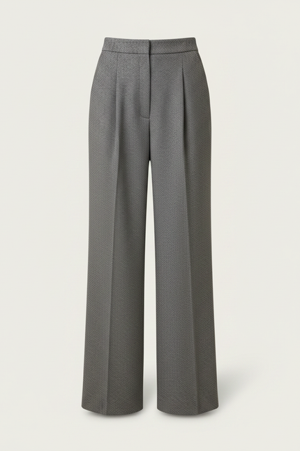Pantalon Japonais Gris Ample Motif Géométrique Élégant - Laine - vue 3