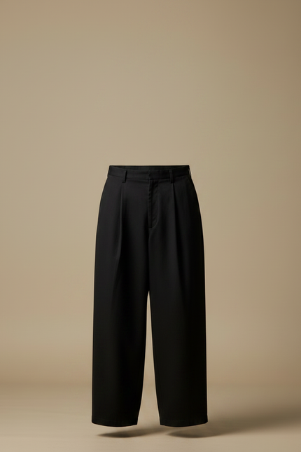 Pantalon Japonais Noir Ample Plissé Coton Décontracté - vue 3