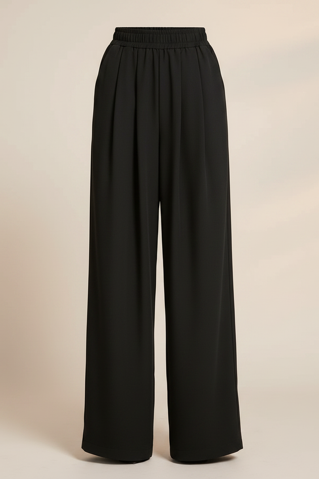 Pantalon Japonais Noir Fluide Ample Décontracté Femme - Polyester - vue 3