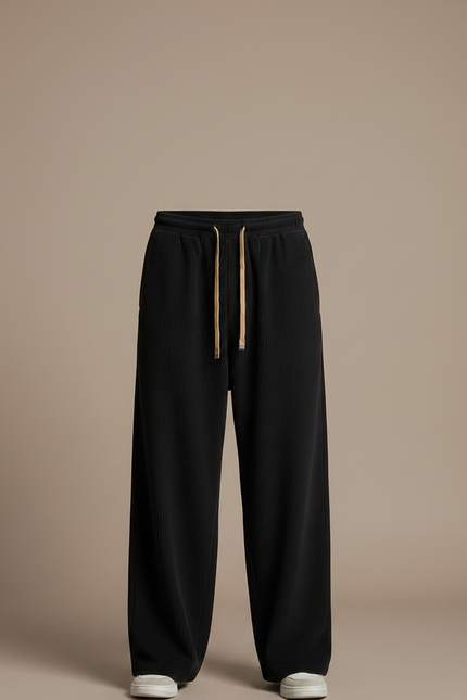 Pantalon Japonais Velours Côtelé Noir Ample Décontracté Homme - Cordé - vue 3