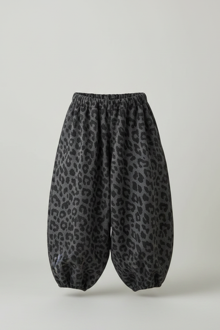 Pantalon Japonais Léopard Ample Sarouel Enfant - Gris Molleton - vue 3