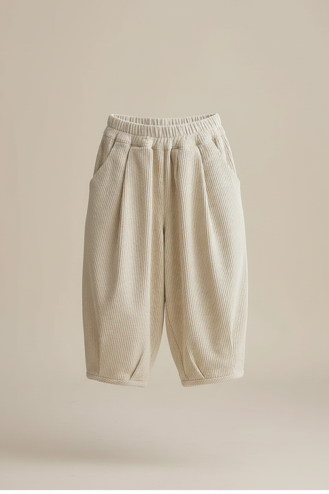 Pantalon Japonais Beige Côtelé Ample Confortable - Cordé - vue 2