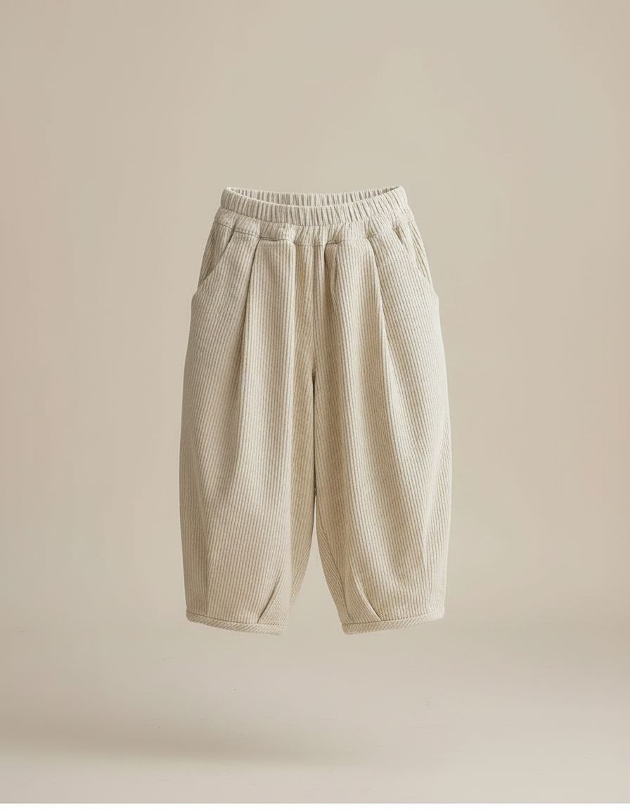 Pantalon Japonais Beige Côtelé Ample Confortable - Cordé - vue 2
