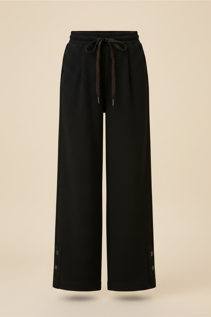 Pantalon Japonais Noir Côtelé Ample Décontracté Fille - Cordé - vue 3