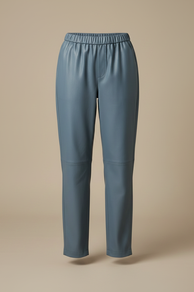Pantalon Japonais Bleu Cuir Ample Taille Élastique - vue 3