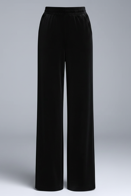 Pantalon Japonais Velours Noir Ample Taille Haute Droit - vue 3