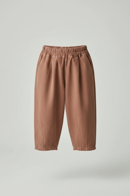 Pantalon Japonais Marron Ample Coton Enfant Uni - Molleton - vue 3