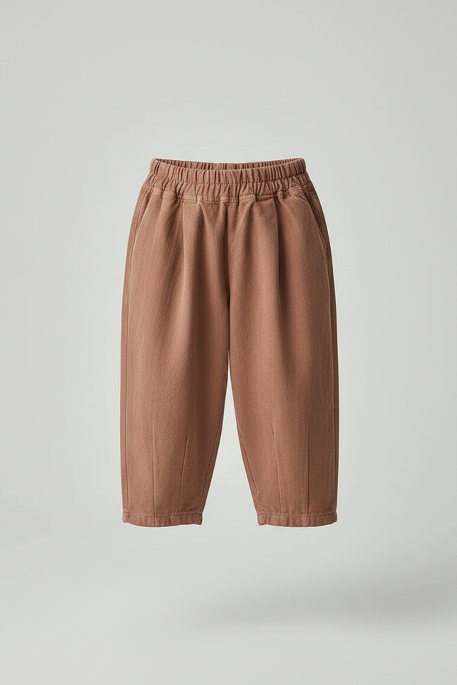 Pantalon Japonais Marron Ample Coton Enfant Uni - Molleton - vue 3