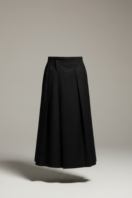 Pantalon Japonais Noir Plissé Ample Unisexe Moderne - Gabardine - vue 3