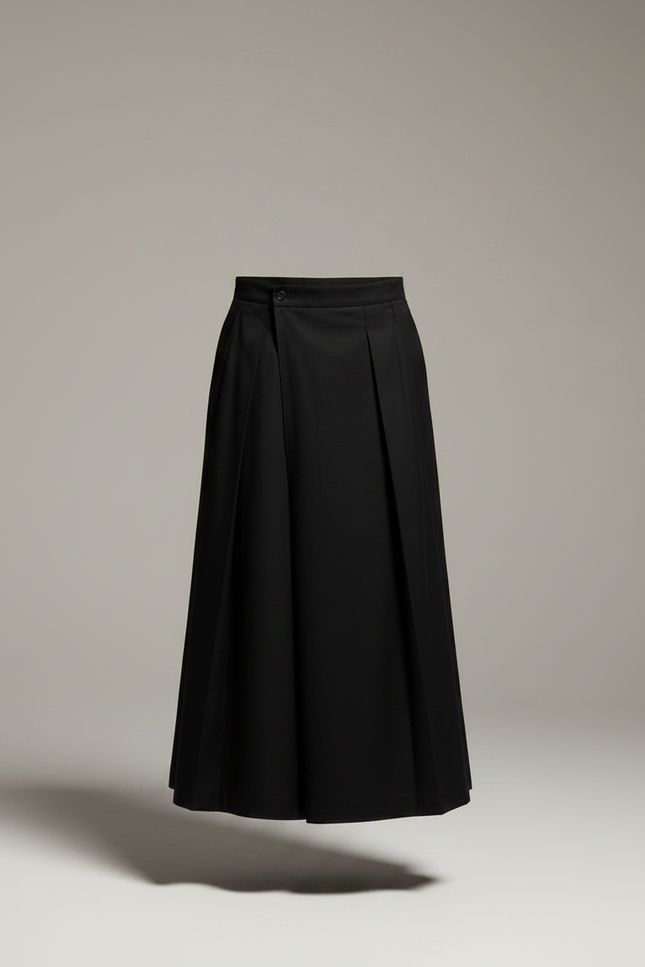Pantalon Japonais Noir Plissé Ample Unisexe Moderne - Gabardine - vue 3