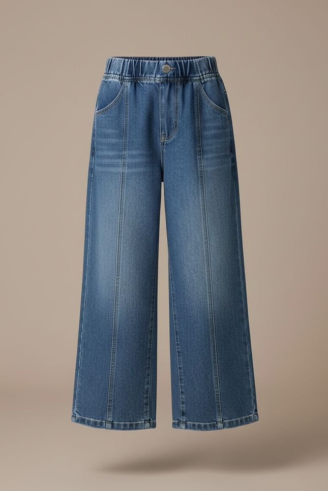 Pantalon Japonais Denim Ample Bleu Fille Décontracté - Jean - vue 3