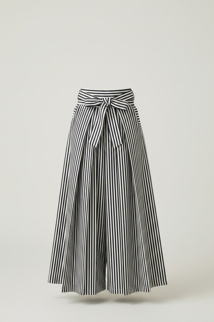 Pantalon Japonais Rayé Ample Noir Blanc Fille - Imprimé Toile - vue 3