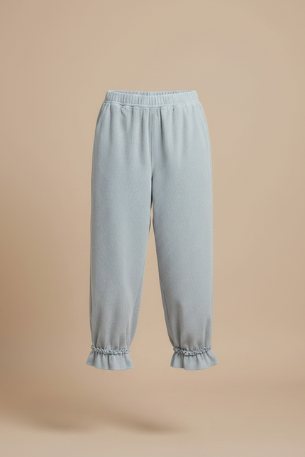 Pantalon Japonais Velours Côtelé Bleu Ample Volants - vue 3