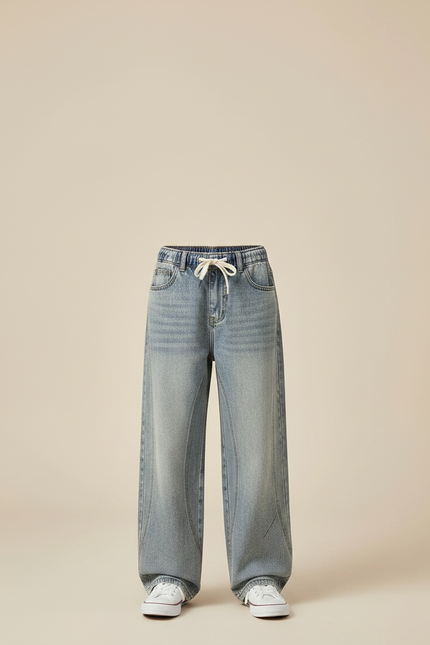 Pantalon Japonais Bleu Clair Ample Enfant Décontracté - Jean - vue 3