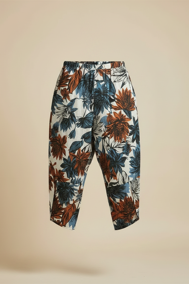 Pantalon Japonais Imprimé Floral Ample Décontracté Homme - Lin - vue 3