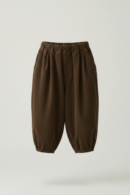 Pantalon Japonais Marron Côtelé Bouffant Ample Enfant - Cordé - vue 3