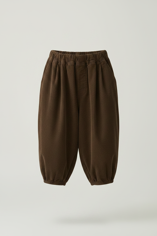 Pantalon Japonais Marron Côtelé Bouffant Ample Enfant - Cordé - vue 3