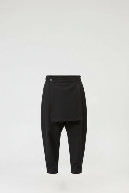 Pantalon Japonais Noir Ample Drapé Décontracté Homme - Polyester - vue 3
