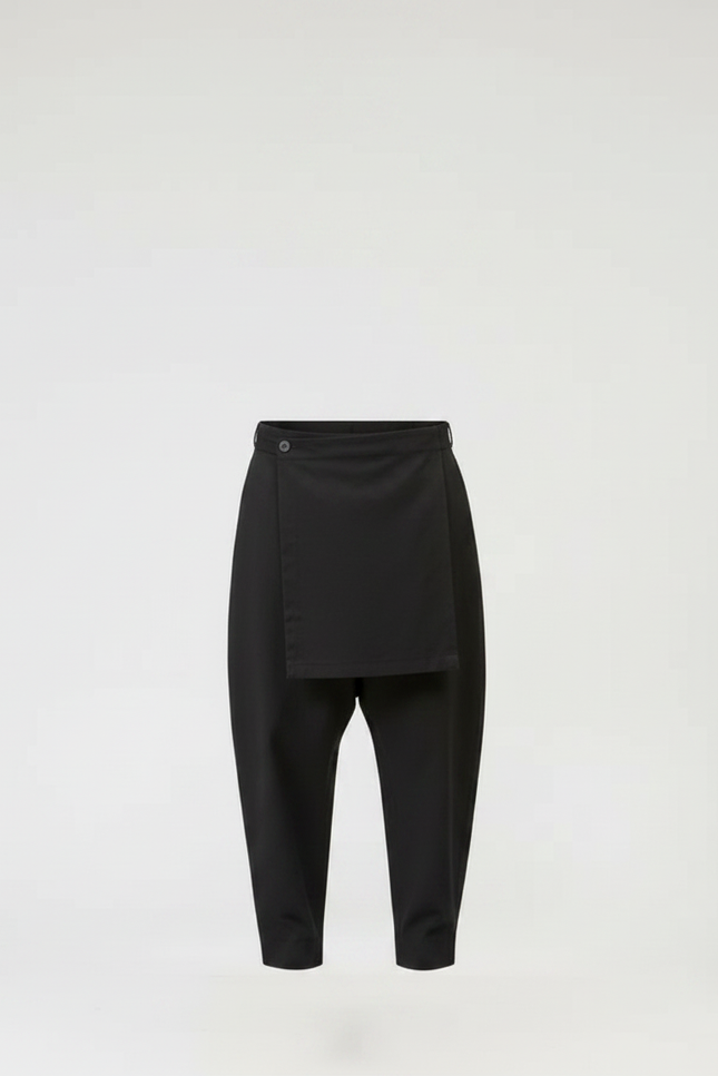 Pantalon Japonais Noir Ample Drapé Décontracté Homme - Polyester - vue 3