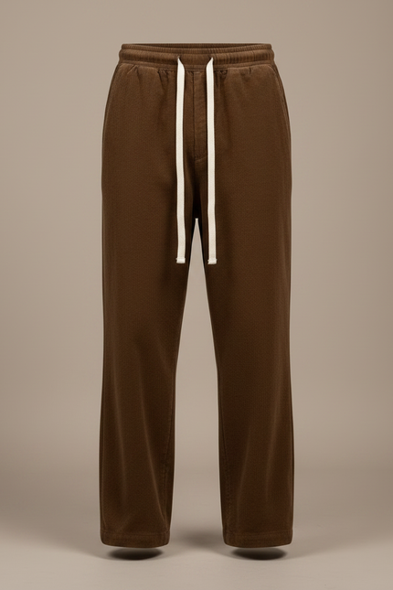 Pantalon Japonais Marron Velours Côtelé Ample Décontracté - Cordé - vue 3