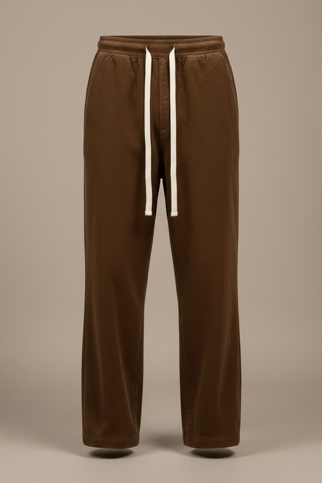 Pantalon Japonais Marron Velours Côtelé Ample Décontracté - Cordé - vue 3