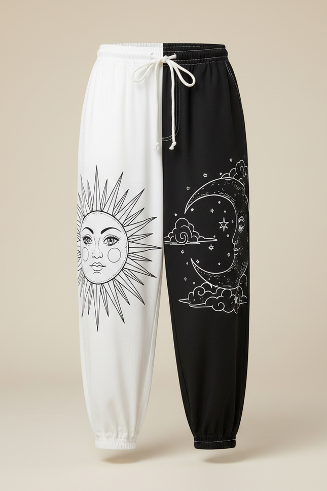 Pantalon Japonais Bicolore Ample Soleil Lune Enfant - Multicolore Polyester - vue 3