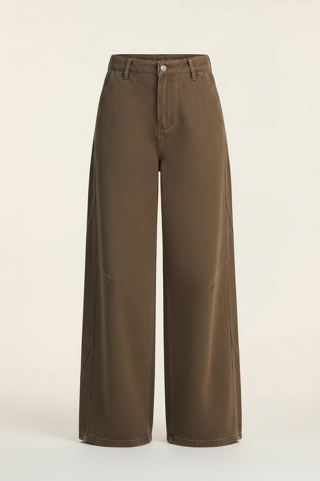 Pantalon Japonais Marron Ample Déstructuré Unisexe - Toile - vue 3