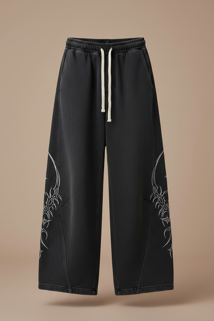 Pantalon Japonais Noir Ample Imprimé Tribal Garçon - Molleton - vue 3