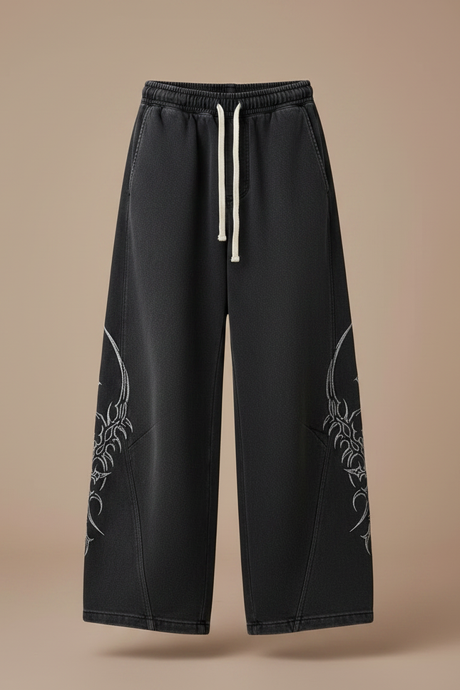 Pantalon Japonais Noir Ample Imprimé Tribal Garçon - Molleton - vue 3