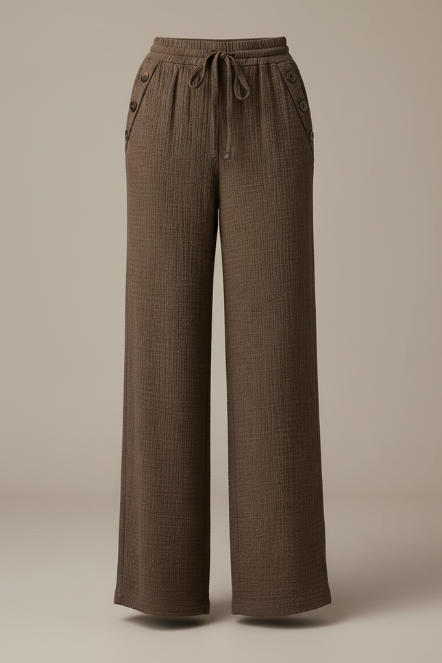 Pantalon Japonais Marron Ample Coton Plissé Droit Décontracté - vue 3