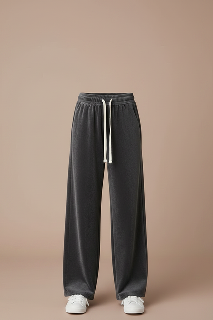 Pantalon Japonais Velours Côtelé Gris Ample Décontracté - vue 3