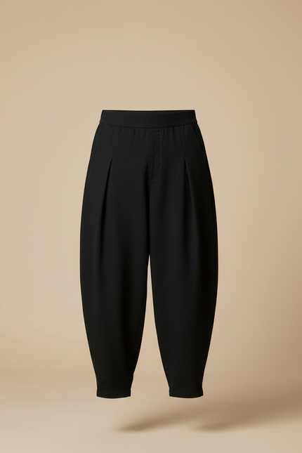 Pantalon Japonais Noir Fluide Ample Harem Plissé - Viscose - vue 3