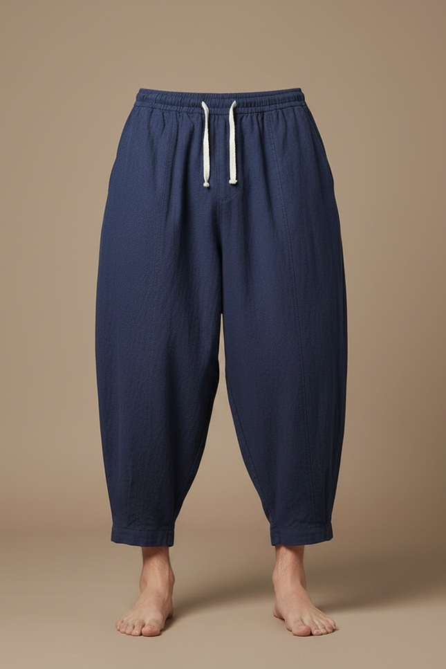 Pantalon Court Japonais Homme - Marine Lin - vue 3