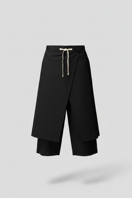Pantalon Japonais Noir Ample Croisé Coton - vue 3